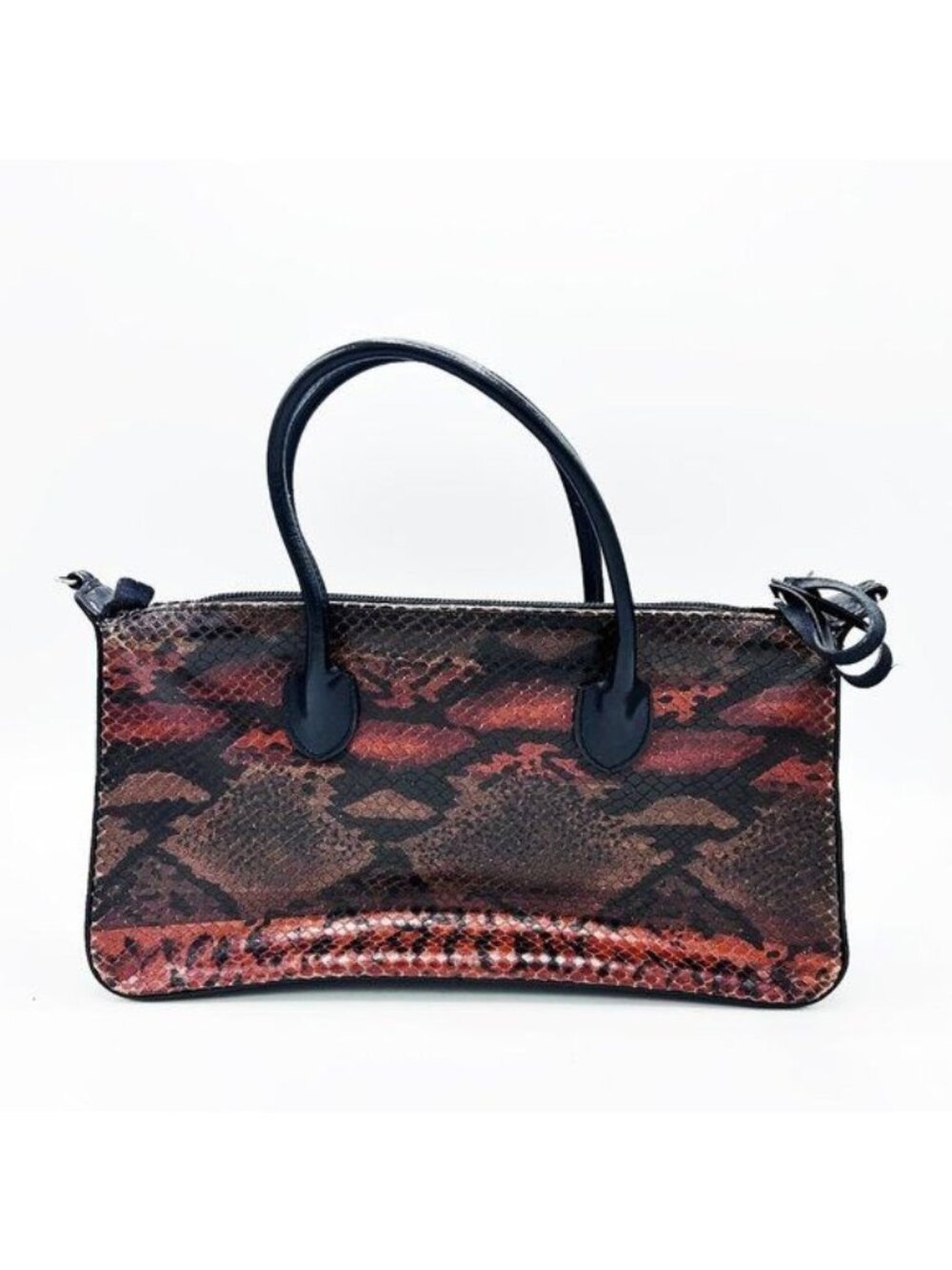GORGEOUS BARBARA MILANO BROWN SNAKESKIN BLACK LEATHER PURSE!